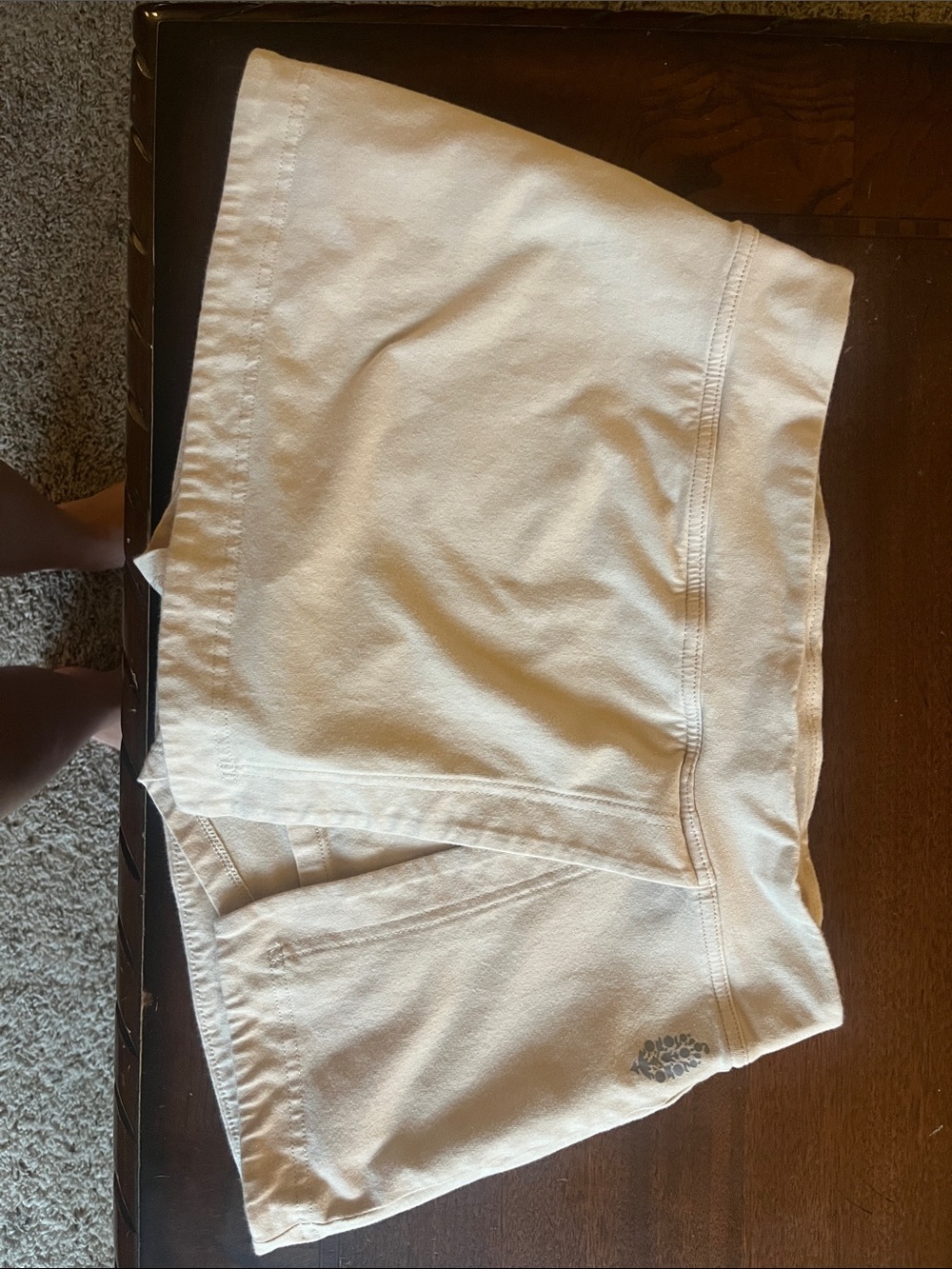 Free People Cream Casual Twill Skort with Subtle Embroidery